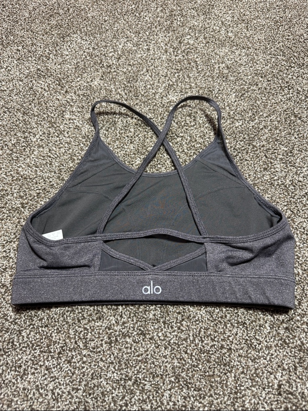 ALO Yoga Charcoal Gray Crisscross Back Sports Bra - no size tag - small